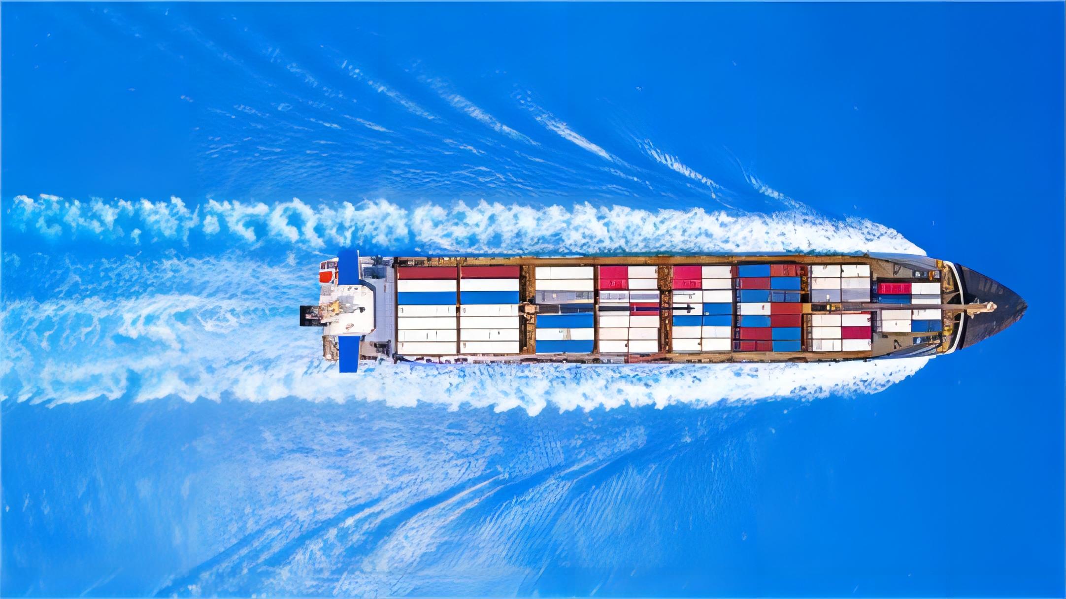 Cargo ship transporting containers from China to the Netherlands